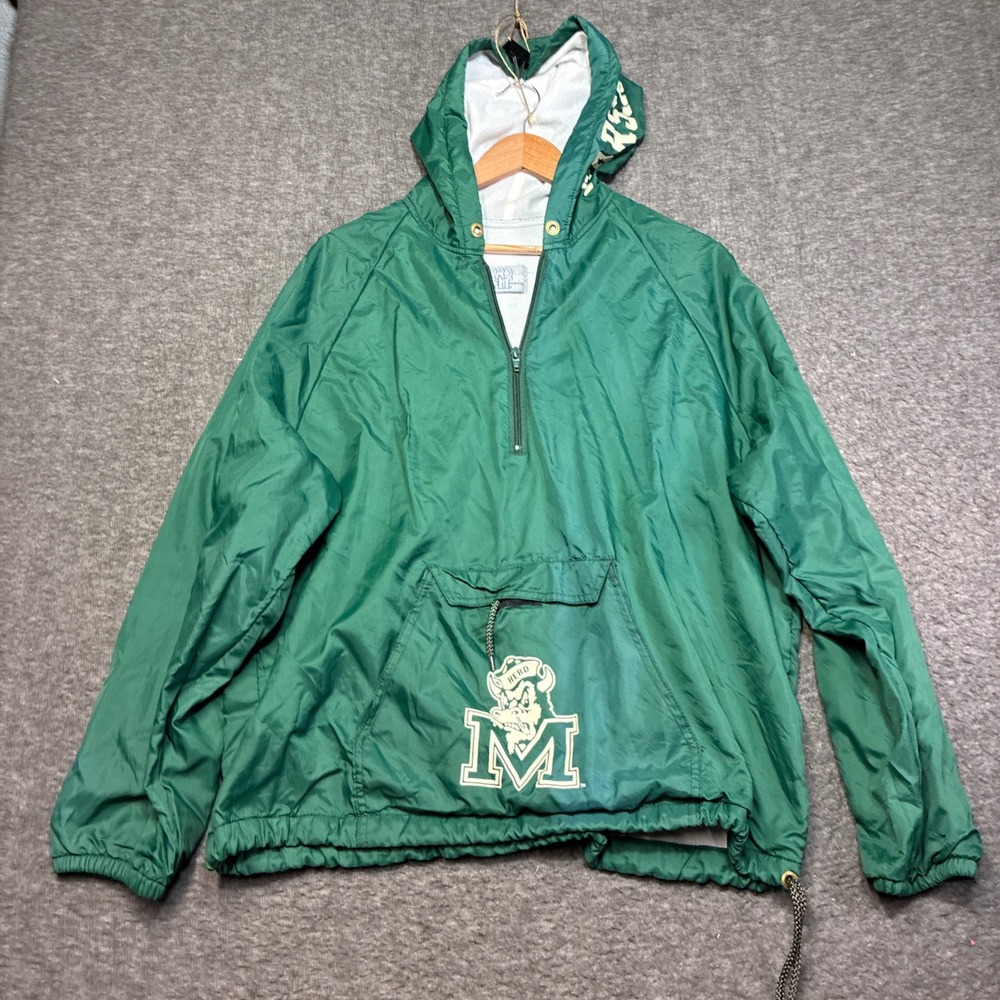 King Louie Pro Fit Windbreaker‎ Men Large Green Marshall Thundering Herd Anorak